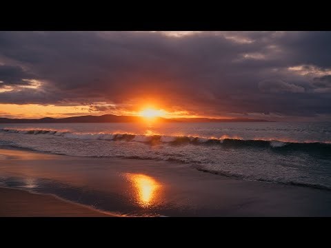 Fiery Sunset on the Beach with Soothing Ocean Waves | Relaxing ASMR for Deep Sleep | 3H in 4K