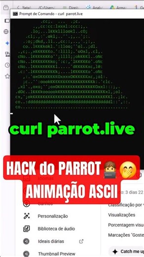 Hack do Papagaio Dançarino 🦜🔥🕺 Animação ASCII Prompt 😎