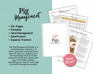 Pig Management Binder | Livestock Management, Pig Care, Homestead Records - Etsy