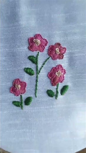 Simple Hand Embroidered Pink Flower Design | Easy & Elegant Embroidery✅
