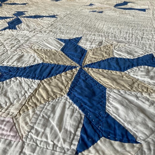 Eight Point Star Variation Quilt | "circle of Fish" | C. 1930s-40s | Hand Quilted| 73x90 | Rescue Repurpose - Etsy