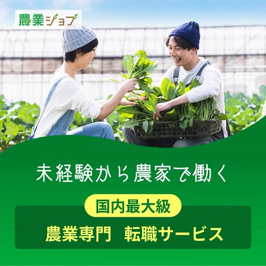 【未経験歓迎】ゼロからはじめる農家への転職なら農業特化・国内最大級の求人サービス『農業ジョブ』におまかせ。専任のキャリアアドバイザーが転職を無料サポートします。 | 農業求人情報サイト 農業ジョブ