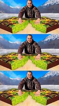 GIANT DUBAI CHOCOLATE BLOCK Made Outdoors! Epic Mountain Dessert #shorts #chocolate #cooking