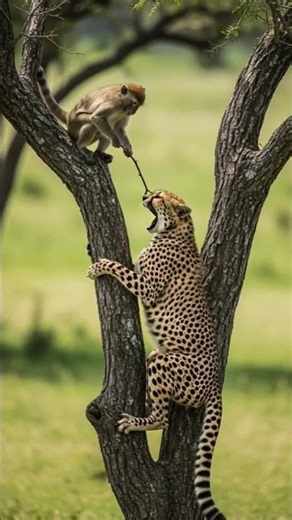 Incredibly SMART Monkey Uses a Tool to Fight a Cheetah
