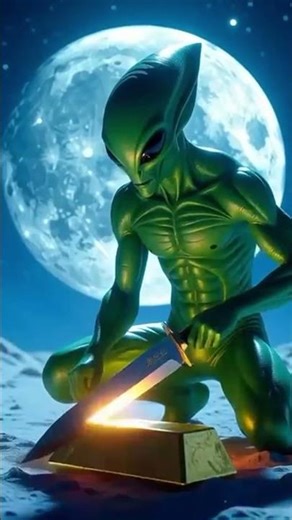 Alien Slices Gold Bar on the Moon ASMR!