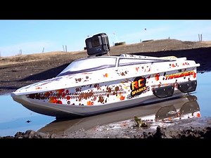 RC ADVENTURES - 6S LiPO POWERFUL JET BOAT - STREAMLiNE RC "THRASHER" V3 in a NARROW STREAM!