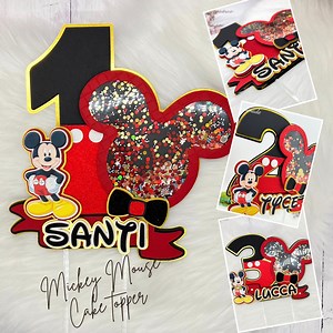 Mickey Mouse Cake Topper With Shaker, Disney Party Mickey Mouse First Birthday, Mickey Party Decor, Mickey Birthday Decorations Cake Topper. - Etsy
