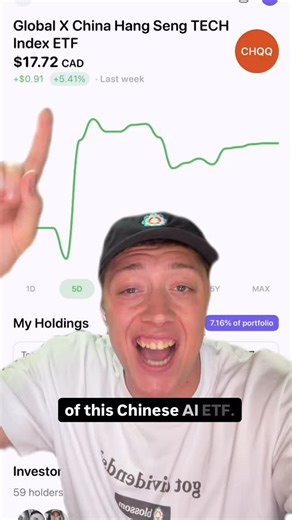 Maxwell Nicholson on Instagram: "🤑 I just bought $6,000 of this Chinese tech ETF… because I’m bullish on China’s approach to AI… 📊 The ETF is CHQQ and it tracks the top 30 stocks in the Hong Kong Tech Index (Canadian dollar listed) 🇺🇸 For Americans, a similar ETF is KWEB, the China Internet ETF 🌼 If you want to see my full portfolio with all my holdings, check me out on Blossom (link in bio) #stockmarket #investing #aistocks #stockstowatch #stockstobuy"
