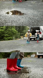 Children Street Jumping Water Puddle On Stock Footage Video (100% Royalty-free) 3456029795 | Shutterstock