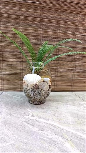 Boston Fern with Seashells Arrangement🐚 #bostonfern #seashell #homedecor #ideas