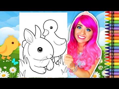 Coloring a Cute Easter Bunny & Baby Duck | Crayola Crayons