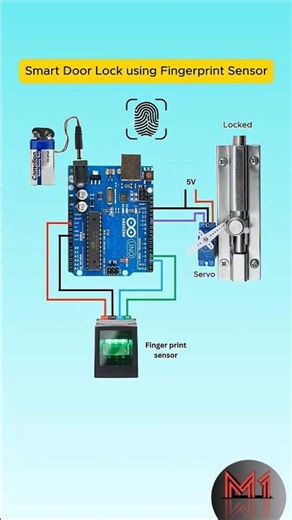 Smart door lock using fingerprint sensor🫆#shortvideo #shorts #m1experiment