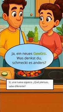 Alemán A2 – Diálogo corto: ¿Cocinar o no cocinar? | Lily Lingua #shorts