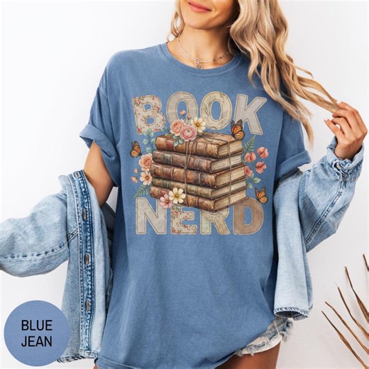 Book Nerd T-shirt, Vintage Book Stack Aesthetic Tee, Floral Reading Shirt, Cottagecore Book Lover Gift, Monarch Butterfly Reader Apparel - Etsy