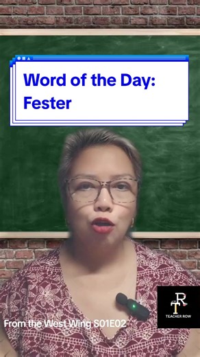 Word of the Day: Fester Pronunciation: \\ ˈfe-stər \\ fes​tered; fes​ter​ing \\ ˈfe-st(ə-)riŋ \\ Definition (Entry 1 of 2) intransitive ​verb 1: to generate pus //The wound became inflamed and festered. 2: PUTREFY, ROT //festering carrion 3a: to cause increasing poisoning, irritation, or bitterness : RANKLE //dissent festered unchecked //His resentment festered for years. b: to undergo or exist in a state of progressive deterioration //allowed slums to fester transitive ​verb : to make inflamed 