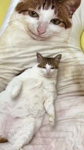 Adorable Smiling Cat and the Huge Pillow - A Heartwarming Remembrance