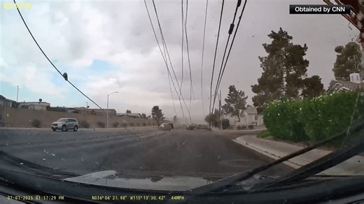 Caught on camera: Power poles topple onto cars during severe Las Vegas windstorm
