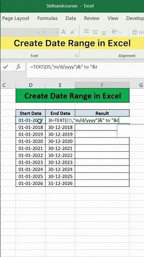Create Date Range in Excel | Advanced Excel Formula #8 #1000excelformula #excel #exceltutorial