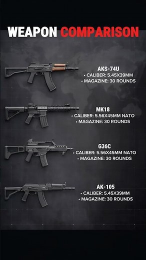 AKS-74U vs Mk18 vs G36C vs AK-105 | Military Weapon Comparison