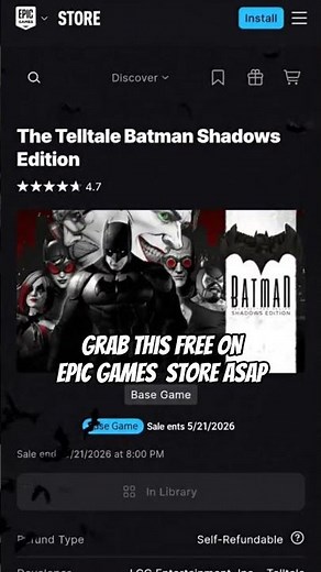 FREE BATMAN GAME ON EPIC GAMES STORE #batman