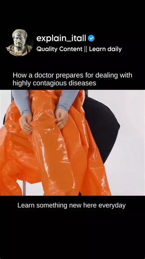 Explain It All on Instagram: "Doctors preparing to deal with highly contagious diseases follow strict infection-control protocols. They wear full-body protective gear (PPE) including a sealed gown or coverall, N95 or powered air-purifying respirator (PAPR), gloves, face shield, shoe covers, and sometimes double masking. Before entering a patient area, they follow a sterile donning procedure, and after finishing, they follow a careful doffing process to avoid contamination. They also work in isol