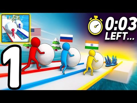 Snow Race 3D -Gameplay Walkthrough Part 1 -⛄Collect Snow,Build Bridge(Android)