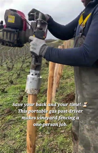 Efficient Vineyard Fencing with a Portable Gas Post Driver 🚜💨