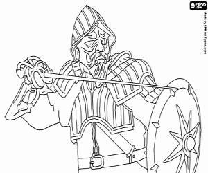 Miraz with sword and shield coloring page printable game