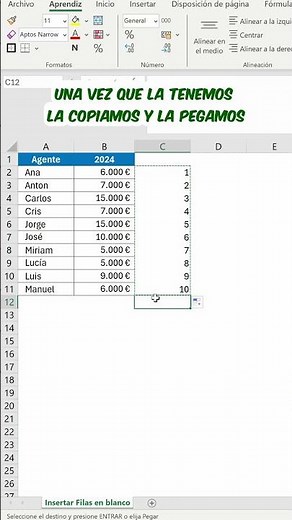 Insert blank rows in a table