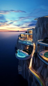 4.4K views · 286 reactions | “Apex” | Suspended on the edge of a cliff, this futuristic mega-mansion blends angular glass design, lush rooftop gardens, and infinity pools, framing an endless ocean sunset in pure luxury. By @molecule_ai ©️ 2024-2025 Molecule AI. All rights reserved #midjourney #cliffsideescape #luxuryarchitecture #oceanviews #futuristicdesign #aiart #dreamvilla | Modern Architecture | Facebook
