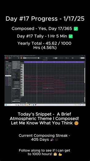 Day #17 – 1000 Hour Composing Challenge! #videogamecomposer #composeeveryday #noai #atmospheric