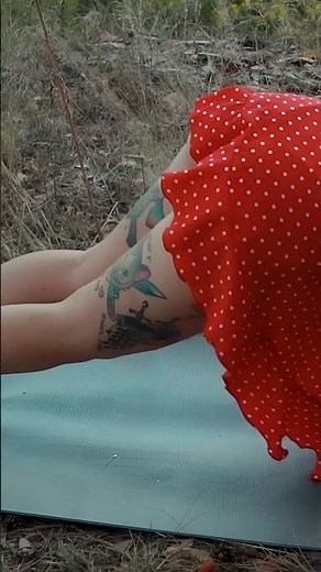 RELAX STRETCHING IN A RED DRESS | EVELINA IN THE FOREST