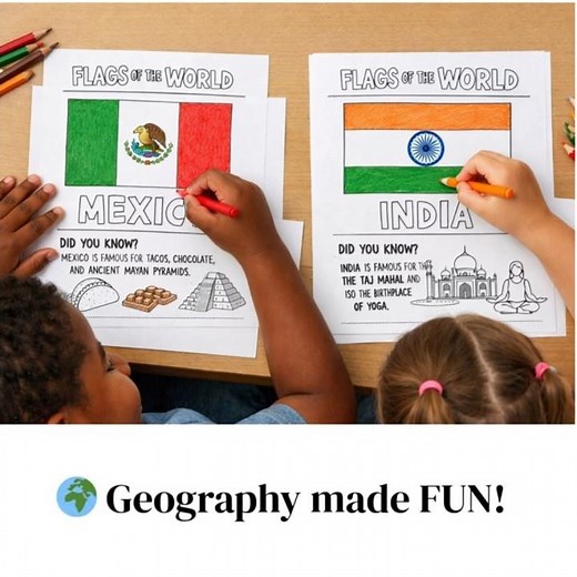 Flags of the World Coloring Book 🌍 | Fun Geography Activity for Kids (PDF) #flag #world #coloring