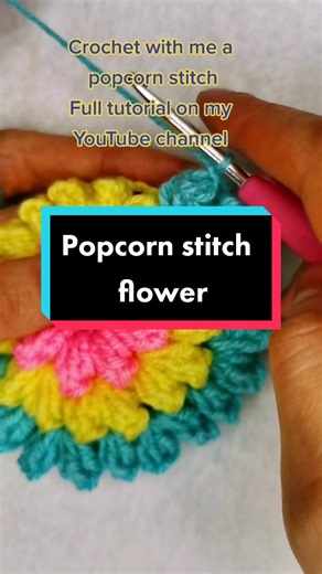 How to crochet a popcorn stitch flower Full tutorial on my YouTube channel https://youtu.be/hnZ4QWt69og #crochetersoftiktok #crochettutorial #beginnercrochet #crochetideas #crochettips #howtocrochet #handmadecrochet #learntocrochet #crochettiktok #diy #handmade #craftygaluk #popcorn #popcornstitch
