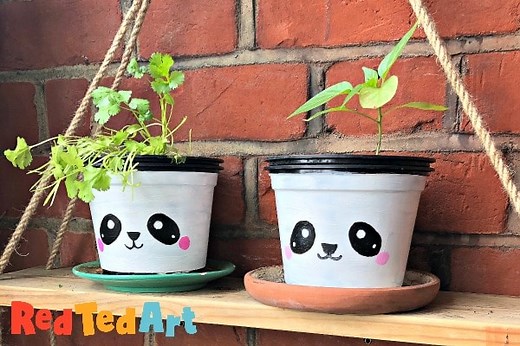 How to paint plastic plant pots with kids - Easy Garden Crafts - Red Ted Art - Kids Crafts