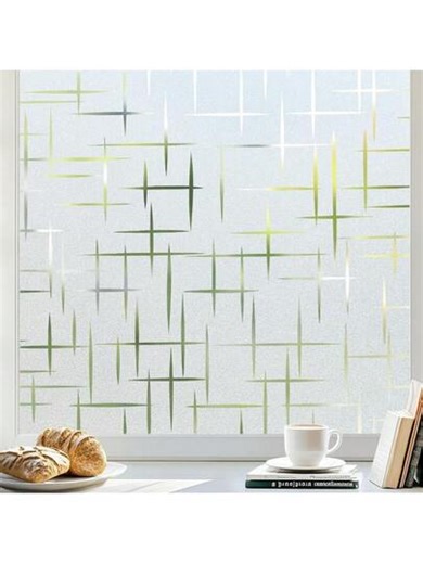 Frosted Window Film Non-Adhesive, Frosting Privacy Film For Glass Windows, Self Static-Cling Decorative Window Cling For Home Office UV Protection Cross Pattern | SHEIN
