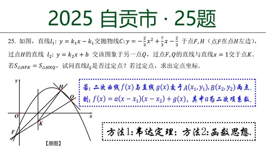 初中数学：2025自贡市中考数学 韦达定理的应用