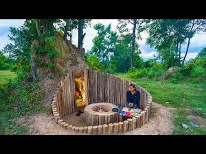 Girl Living Off Grid Solo Build The Most Secret Underground Hoome With Fireplace, Primitive Survival