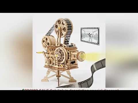 Robotime ROKR Hand Crank Projector Classic Film Vitascope 3D Wooden Puzzle Model Building Toys for C