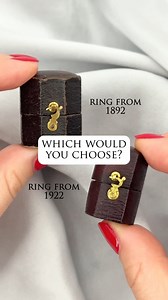 Which did you choose? Antique diamond rings shown: Ring from 1892: ej17797 Ring from 1922: ad20674 #antiquejewelry #victorian #artdeco #diamondring | EraGem
