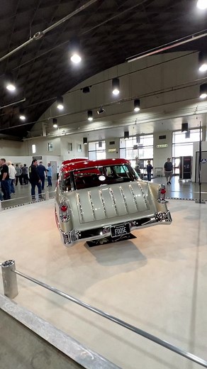 1956 Chevy Nomad owned by Ken Reister and built by Reister Rod Shop on display at the Grand National Roadster Show! #trifive #trifives #56chevy #classiccar #trifiveera #trifivechevy | Tri-Five Era