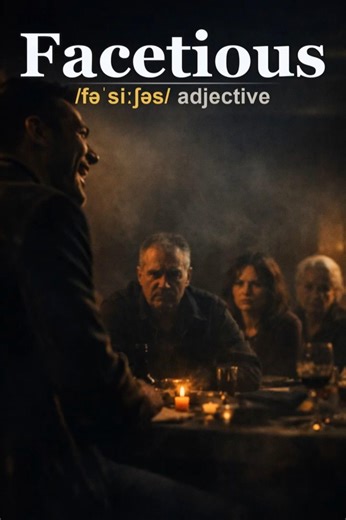 Facetious meaning — Making light of something serious at the wrong moment