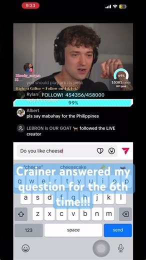 Does crainer like cheese? #cool #shorts ‪@Crainer‬ #livestream #minecraft #cheese