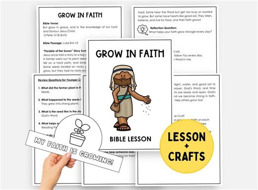 Grow in Faith Bible Lesson, Parable of Sower Story Printable, Rooted in Christ Sunday School Craft, Church Kids Bible Study, Earth Day Craft - Etsy