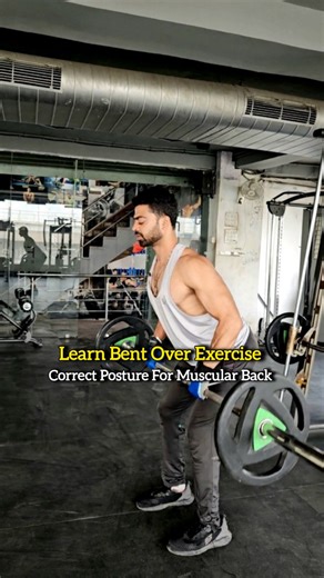 HBfitlife on Instagram: "Bent Over Exercise Correct Position For Wider back.The bent-over exercise for back, such as the bent-over row, targets the lats, rhomboids, and lower back muscles. It helps build back thickness, improve posture, and increase pulling strength when performed with proper form.Do it with the same technique as shown in the video 4 sets 10/12 repetitions each set . This is one of the best Back exercise if you do it properly. Share this to your friends to help them learn . . . 
