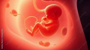 The video shows a detailed view of a developing fetus in the womb, highlighting key stages of human development during early pregnancy. It emphasizes the complexity of growth. Stock Video
