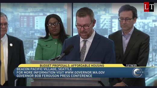 Governor Bob Ferguson hosts a press conference in Seattle to roll out budget proposals related to affordable housing. 🎬TVW | Lynnwood Times