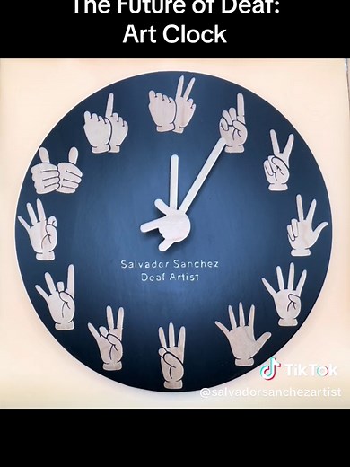 The Future of Deaf: Art Clock. This is a handcrafted clock. It's 25cm and each handshape is between 1.5 and 2 inches.#asl #fypシ #foryoupage #fyp #aslclock #deaf #deafartist #clock