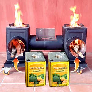 Amazing Recycle of Old Oil Buckets to Awesome Dual Headed Stove, Multi-functions | Random Crafts