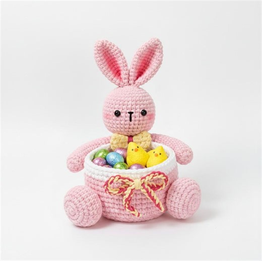 Bunny Easter Basket Crochet Pattern | Crochet Amigurumi Pattern | Easter Bunny PDF With Video Guide | Crochet Gift Basket Crochet Pattern - Etsy Canada